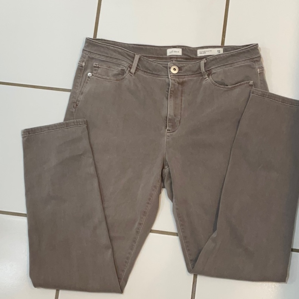 J Jill Denim Authentic Fit Slim Ankle Taupe Jeans